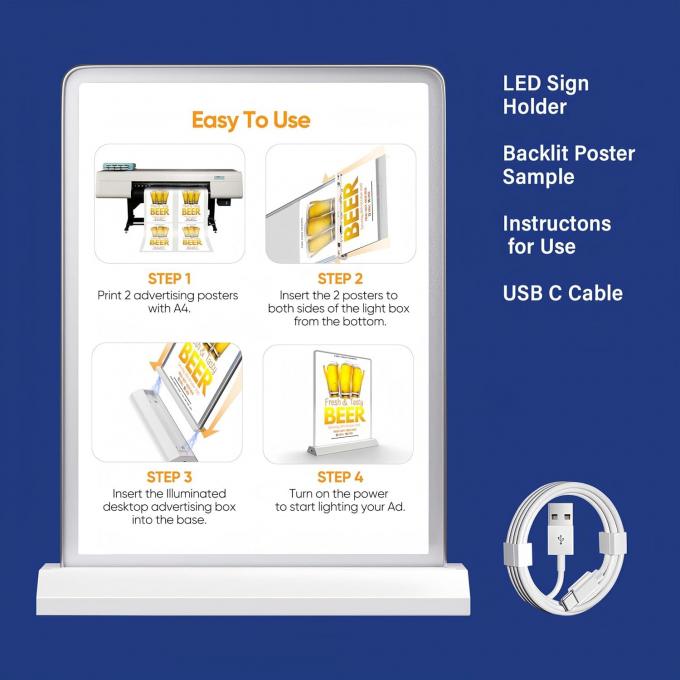 Display della scatola luminosa pubblicitaria per desktop regolabile 0