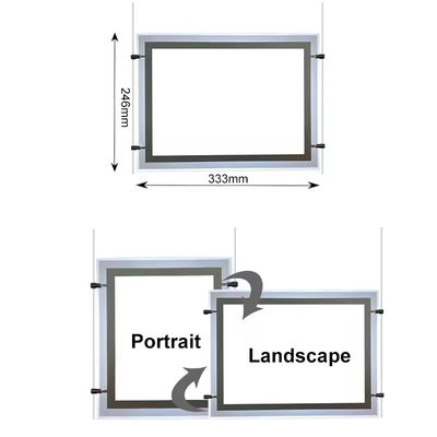 comprare Snap Frame Crystal Light Box A4 Dimensioni Crystal Window Display Lightbox appesa fabbricazione online