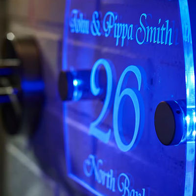 comprare Segnale acrilico retroilluminato 3d LED Segnale acrilico Odm Segnale pubblicitario esterno Blu fabbricazione online