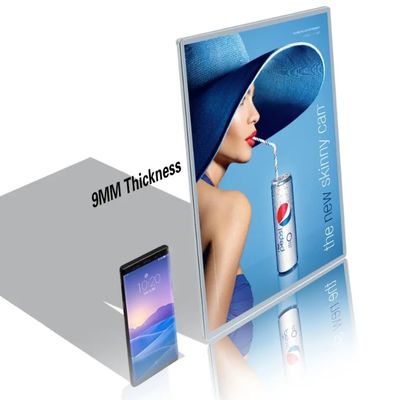 A1/A2/A3/A4 Vetro LED Ultra Thin Lightbox Display In alluminio Quadro di manifesto pubblicitario